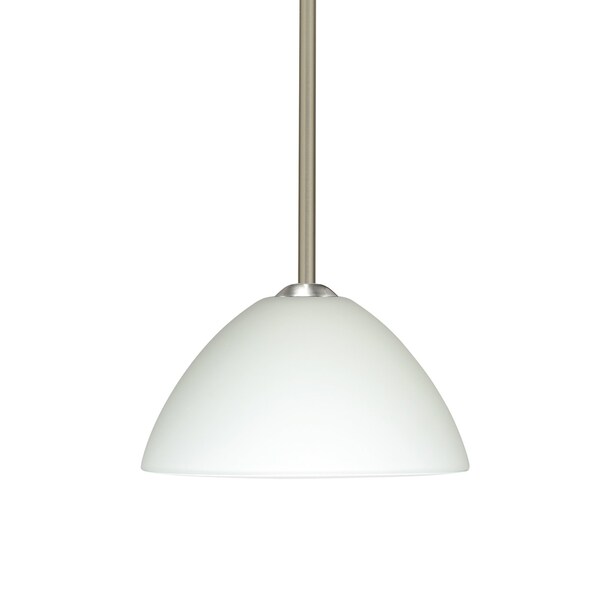 Besa Lighting Tessa Stem Pendant, White, Satin Nickel Finish, 1x75W Incandescent 1TT-420107-SN - main